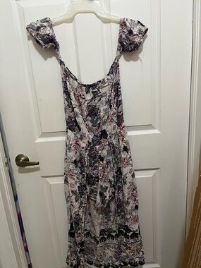 Angels Floral Maxi Dress - White, Black & Pink